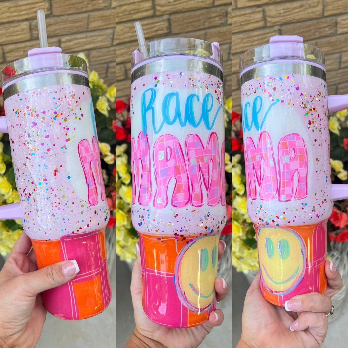 Disco Race Mama/Wife/Life Painted Cup