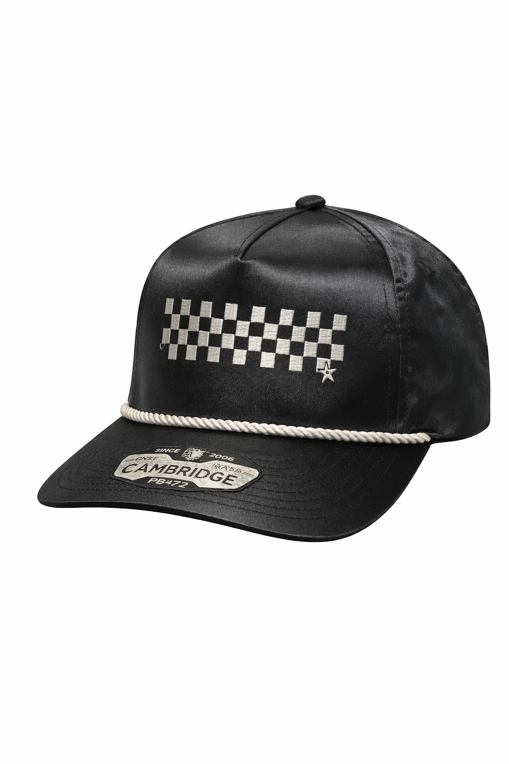 Checkered Star Black Satin Hat