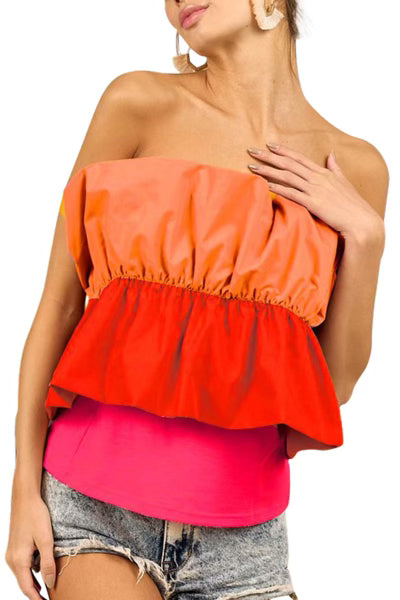 Strapless Color Block Top