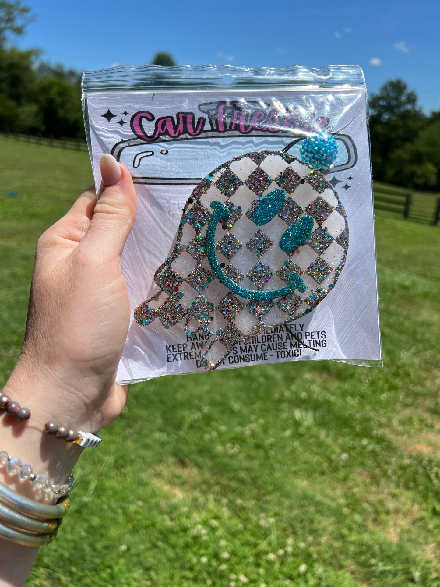 Drip Smiley Checkered Freshie