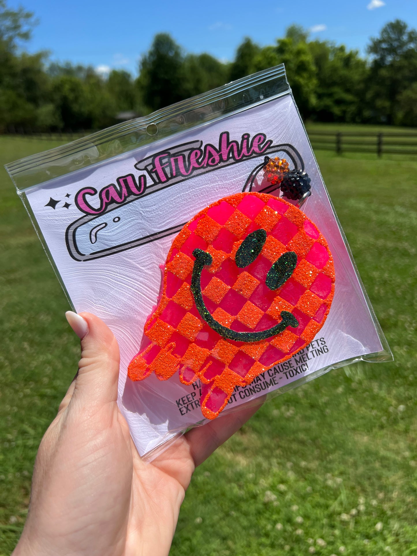 Checkered Drip Smiley Freshie