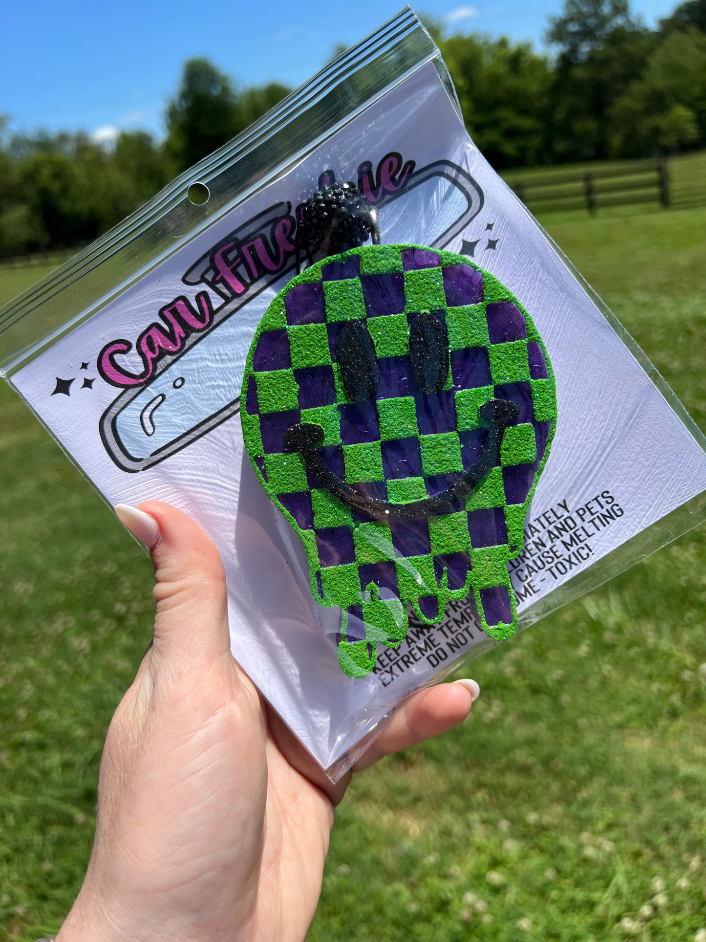 Checkered Drip Smiley Freshie
