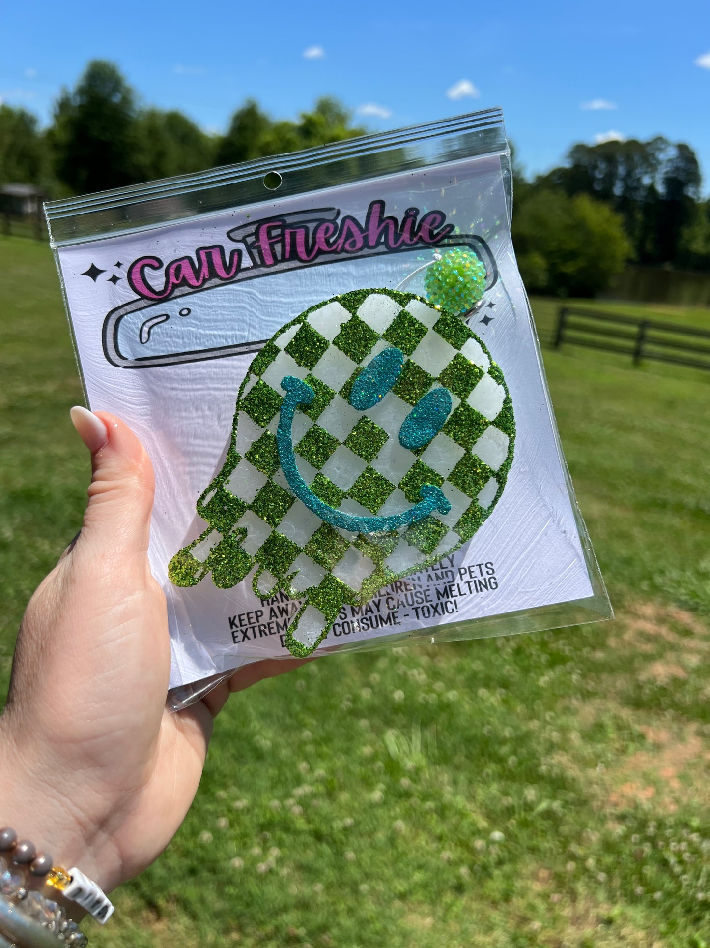 Checkered Drip Smiley Freshie