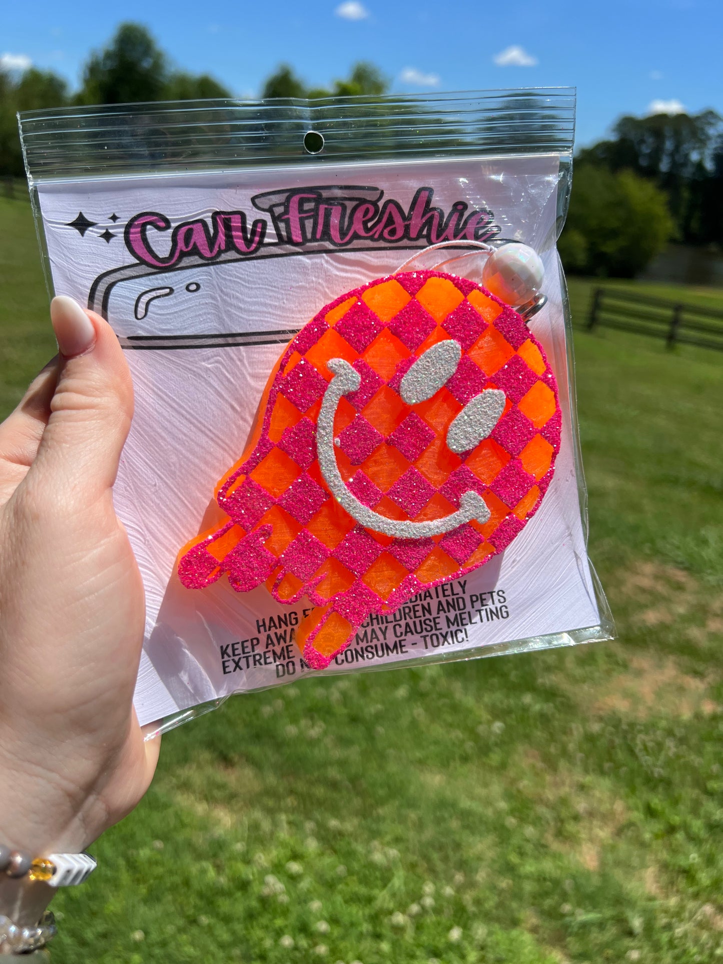 Checkered Drip Smiley Freshie