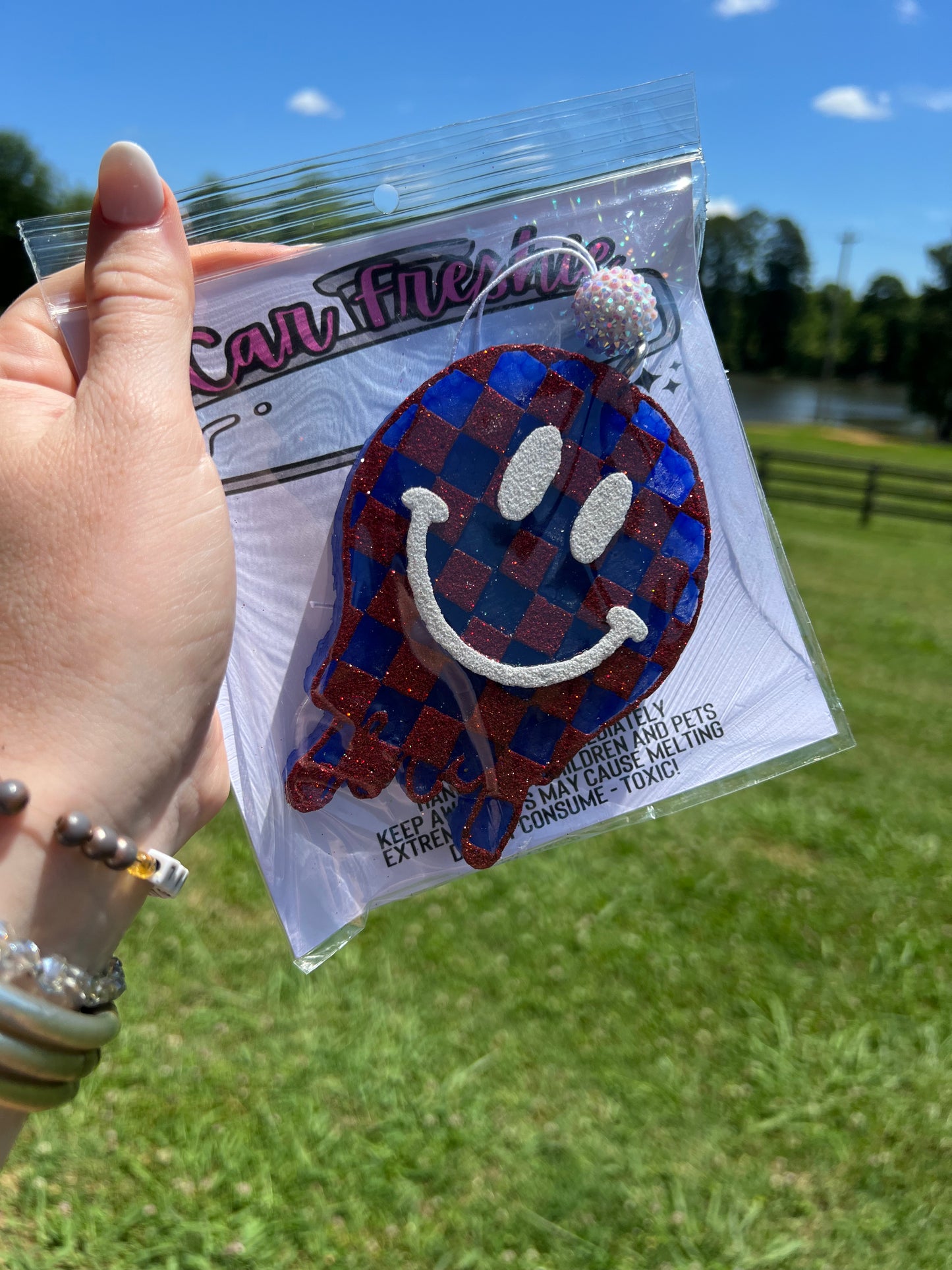 Checkered Drip Smiley Freshie