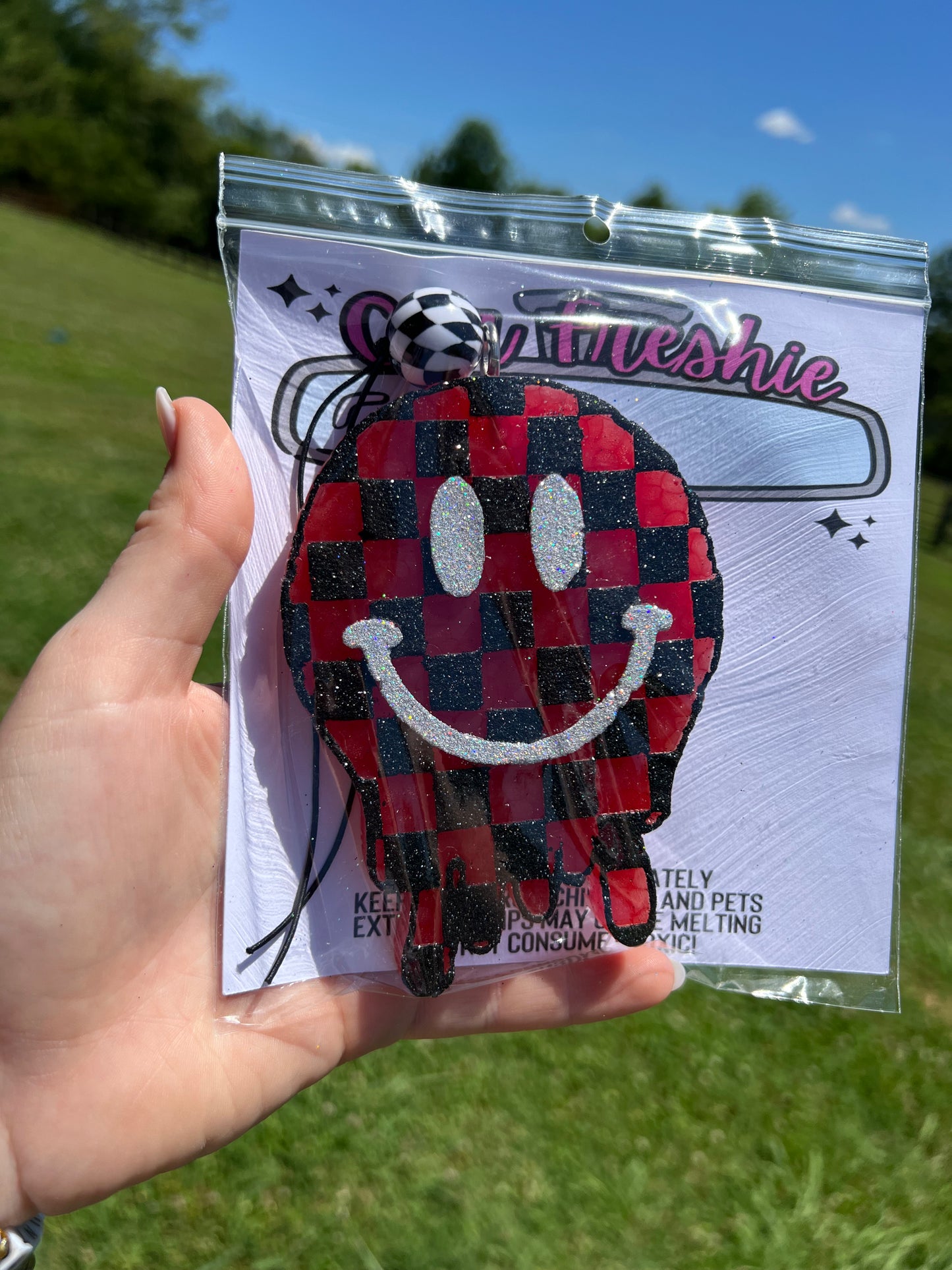 Checkered Drip Smiley Freshie