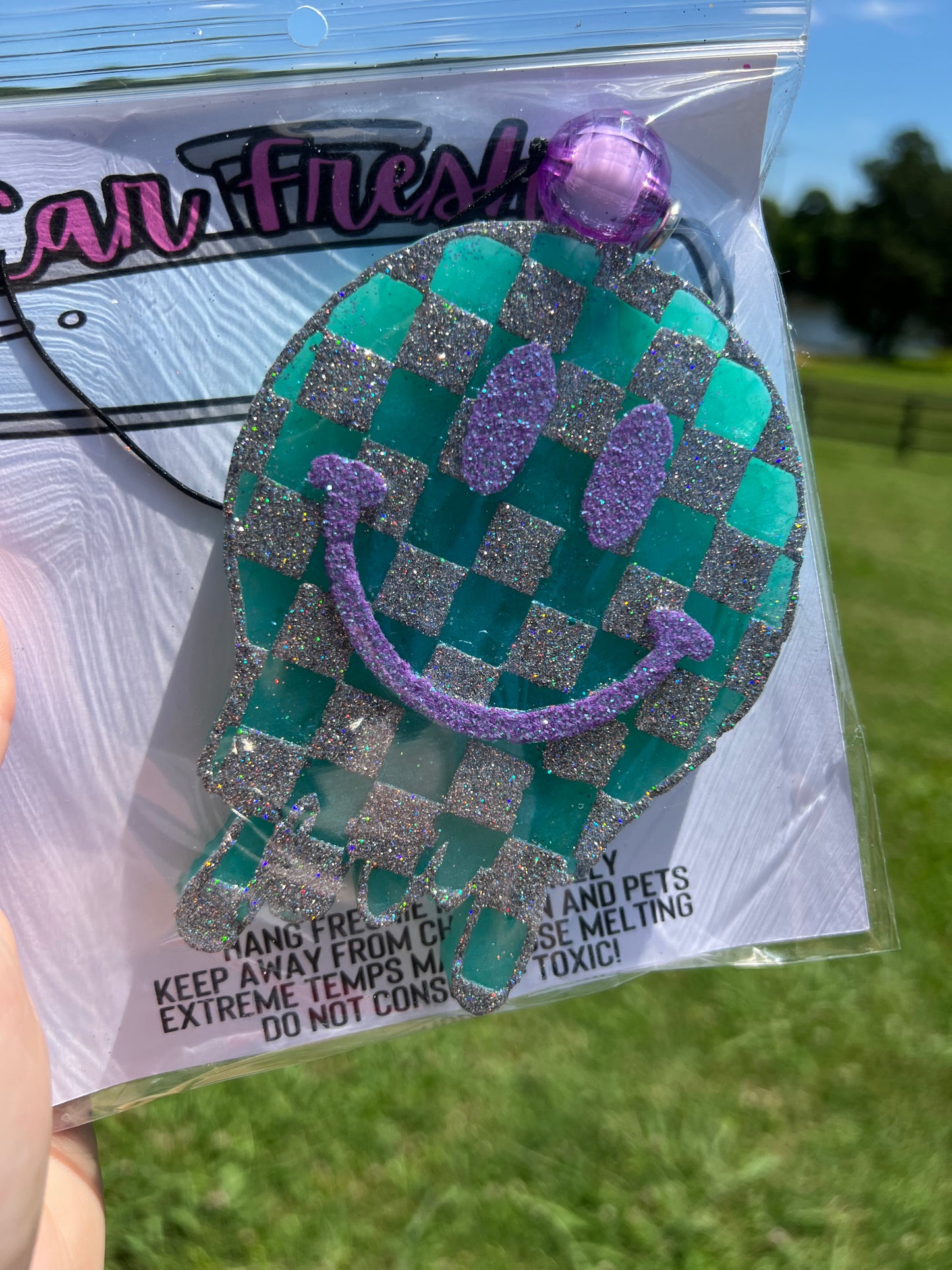 Checkered Drip Smiley Freshie