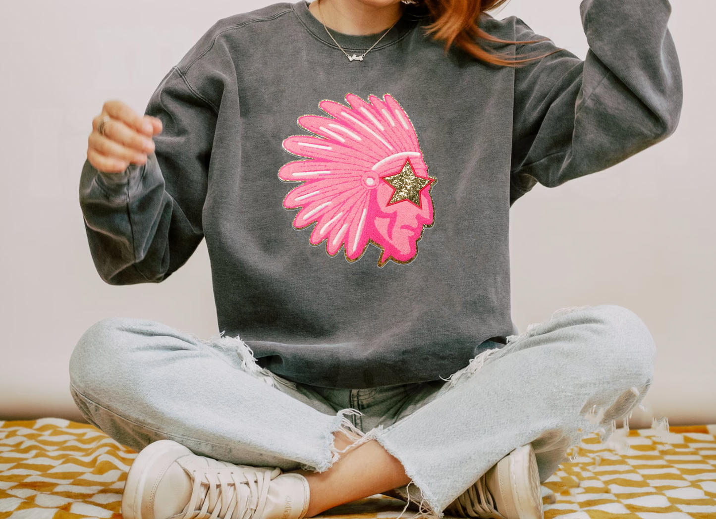 Indian Chenille Patch Comfort Colors Sweatshirt