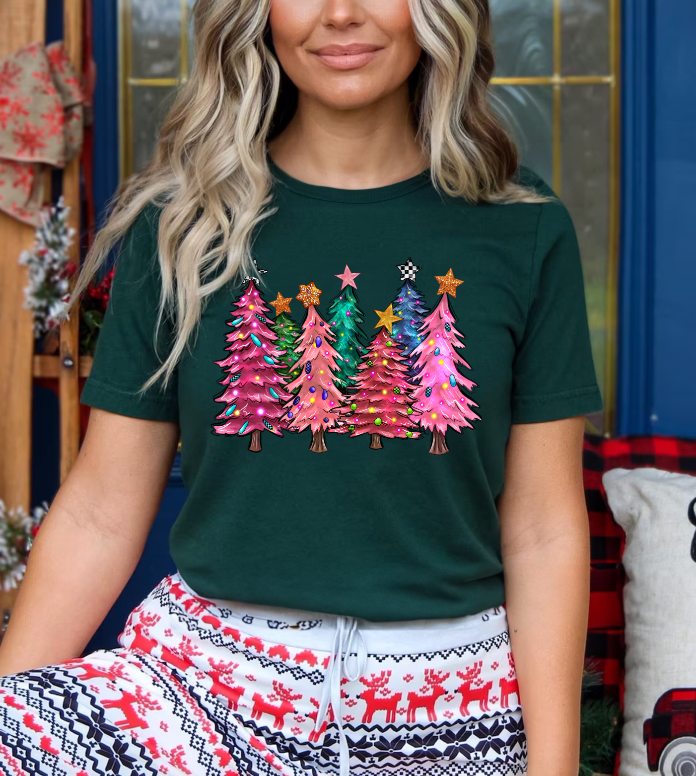 Multi Checkered Star Trees T-Shirt