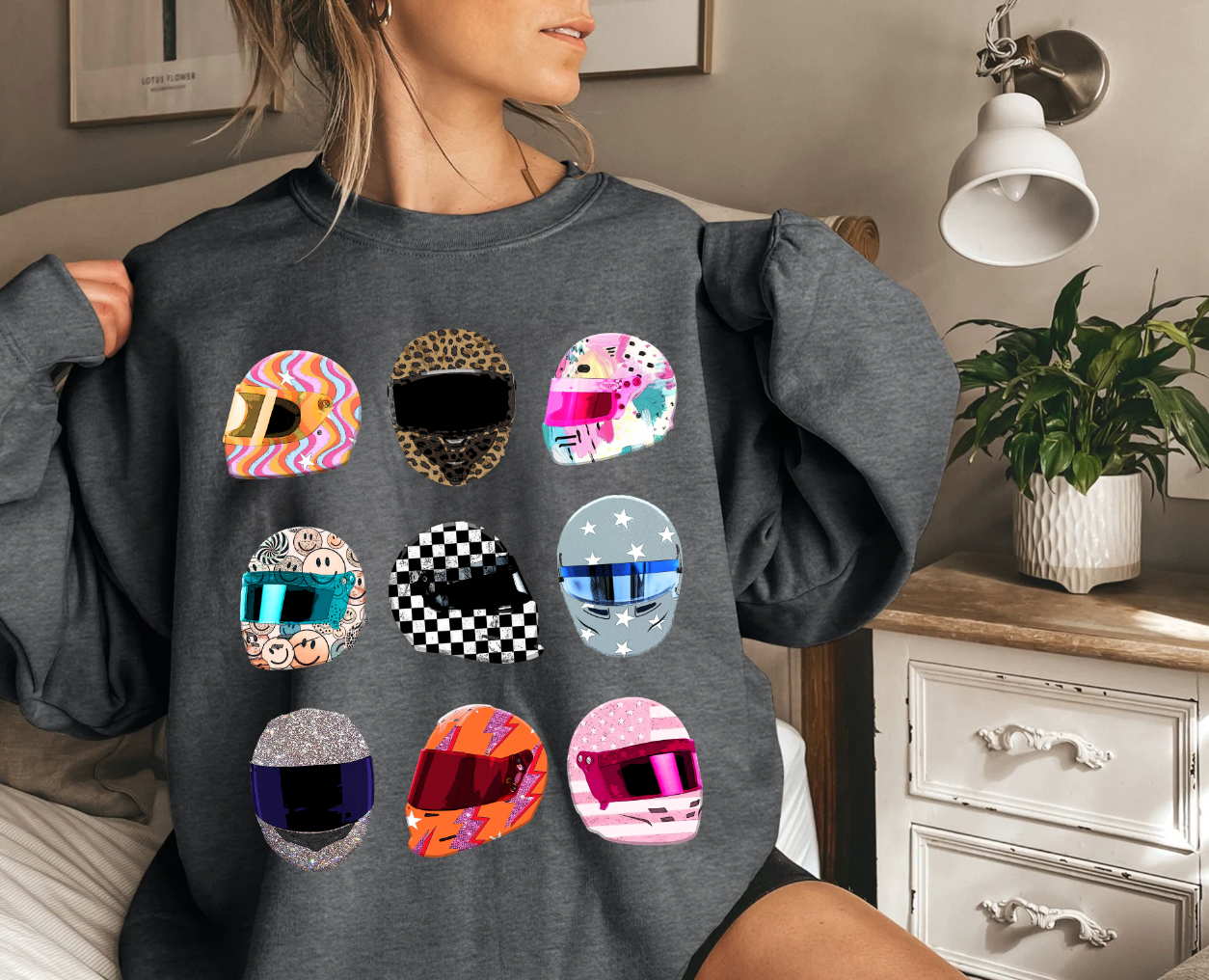 Multi Helmets Pattern Sweatshirt