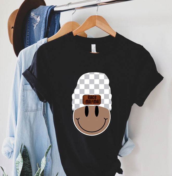 Race Mama Grey Smiley T-Shirt