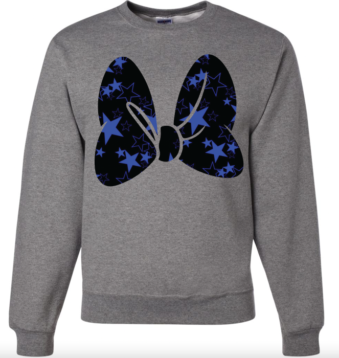 Blue and Black Minnie Bow Sweatshirt