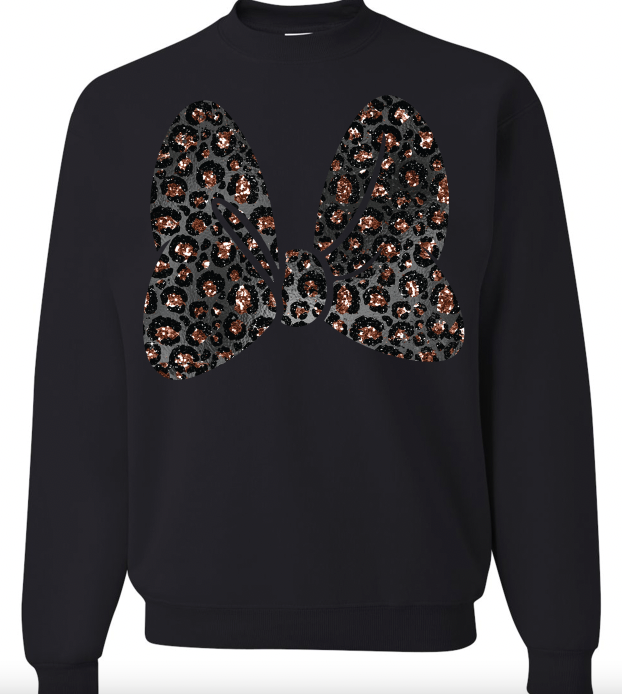 Rose Gold Leopard Minnie Bow Sweatshirt