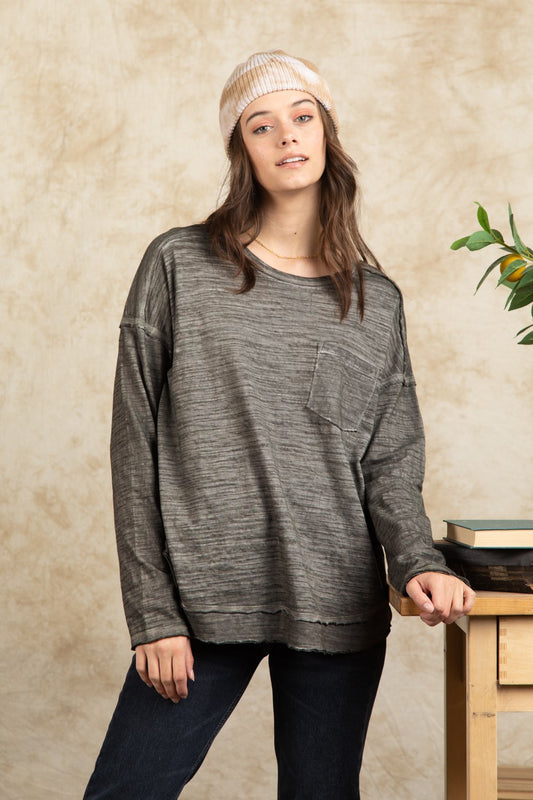 Raw Edge Washed Oversized Comfy Top
