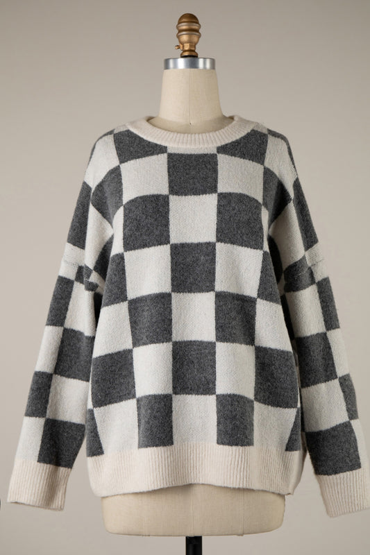 Charcoal Checkered Sweater