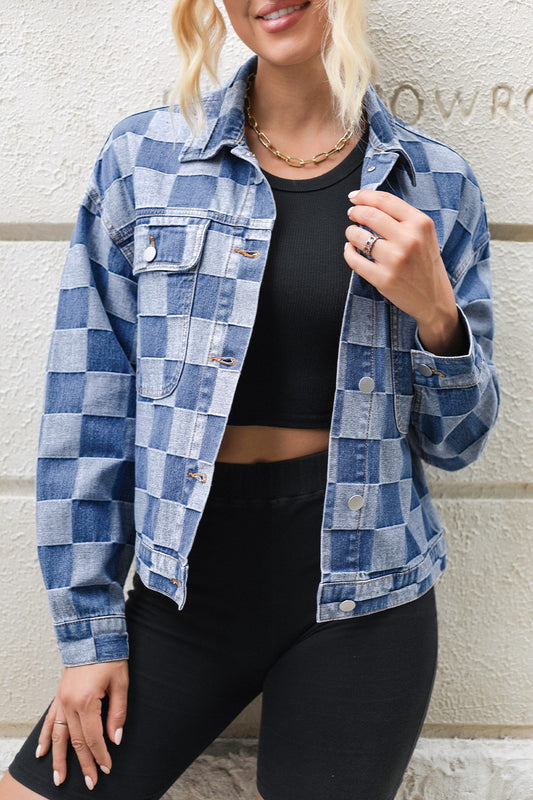 Checkered Denim Jacket