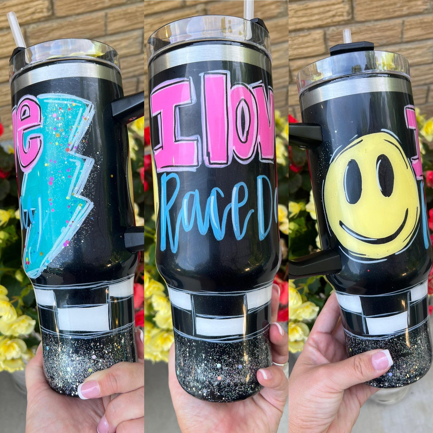 "I Love Race Day" Painted Cup