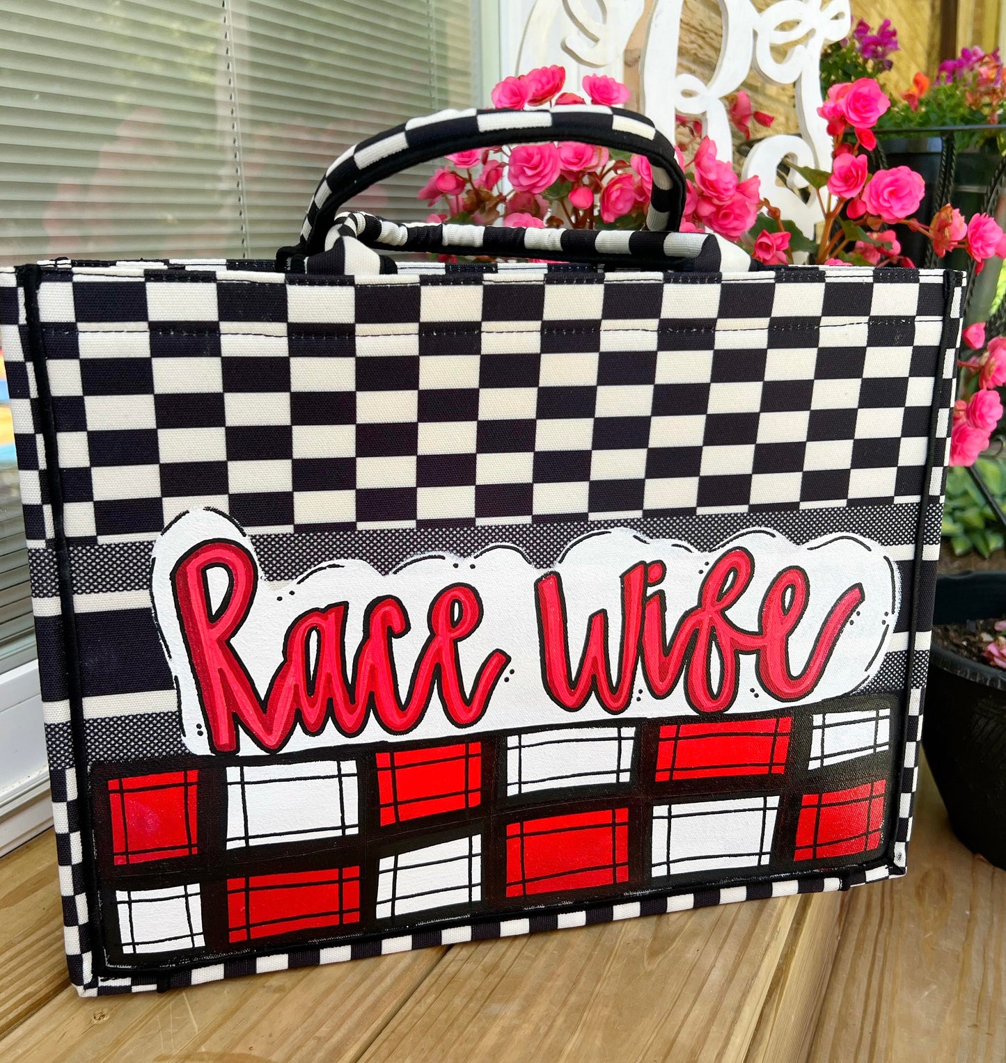 Painted Tote "Race Wife/Mom"