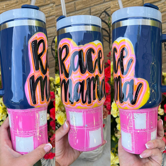 "Race Mama/Wife/Life" Painted Cup