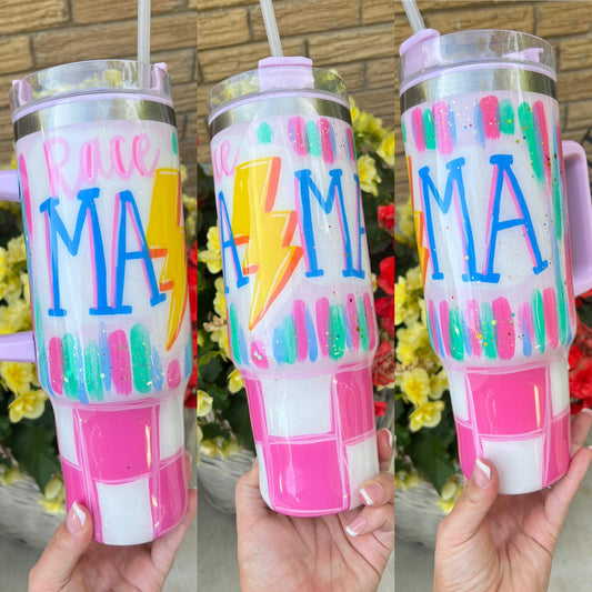 "Race Mama/Wife/Life" Bolt Painted Cup