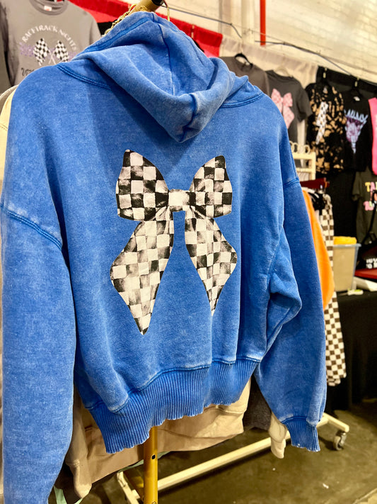 Checkered Bow zip up hoodie