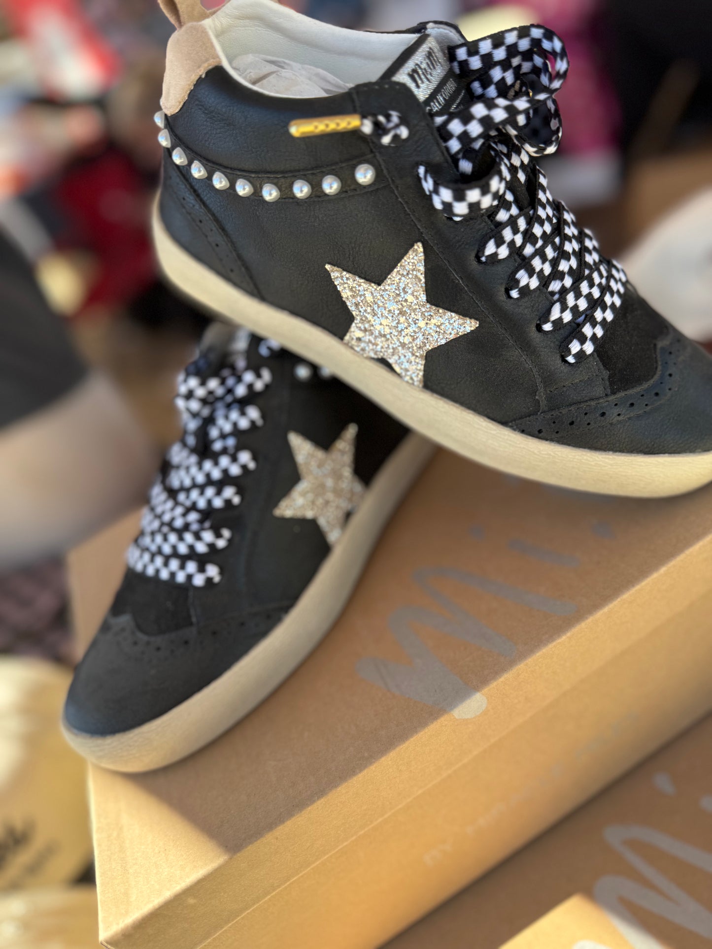 Black Mid Star Sneakers (preorder)