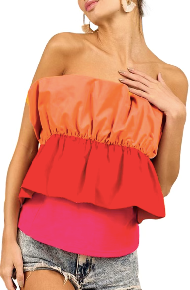 Strapless Color Block Top