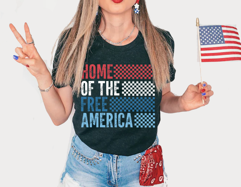 Home Of The Free Checkered T-Shirt