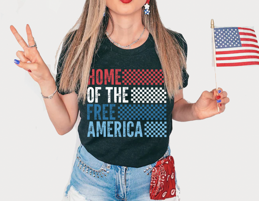 Home Of The Free Checkered T-Shirt