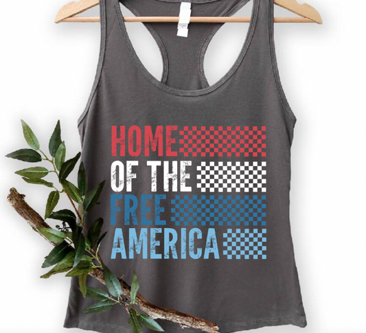Home Of The Free Checkered Tank Top