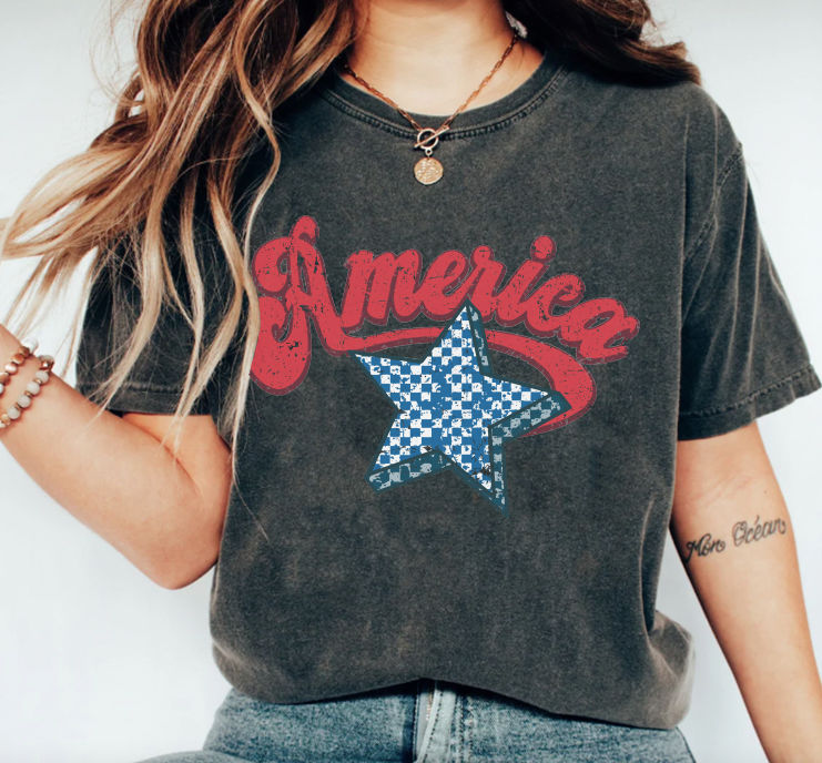 Checkered Star America T-Shirt