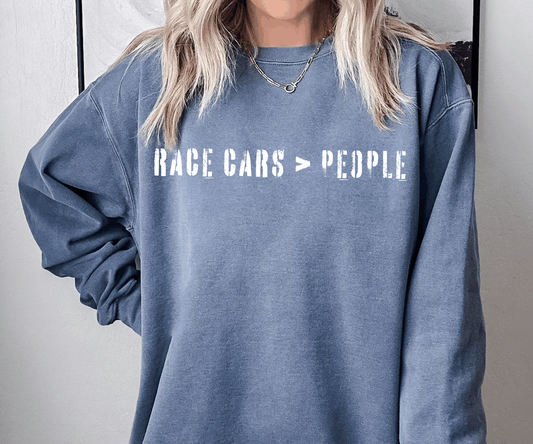 "Race Cars > People" Crewneck