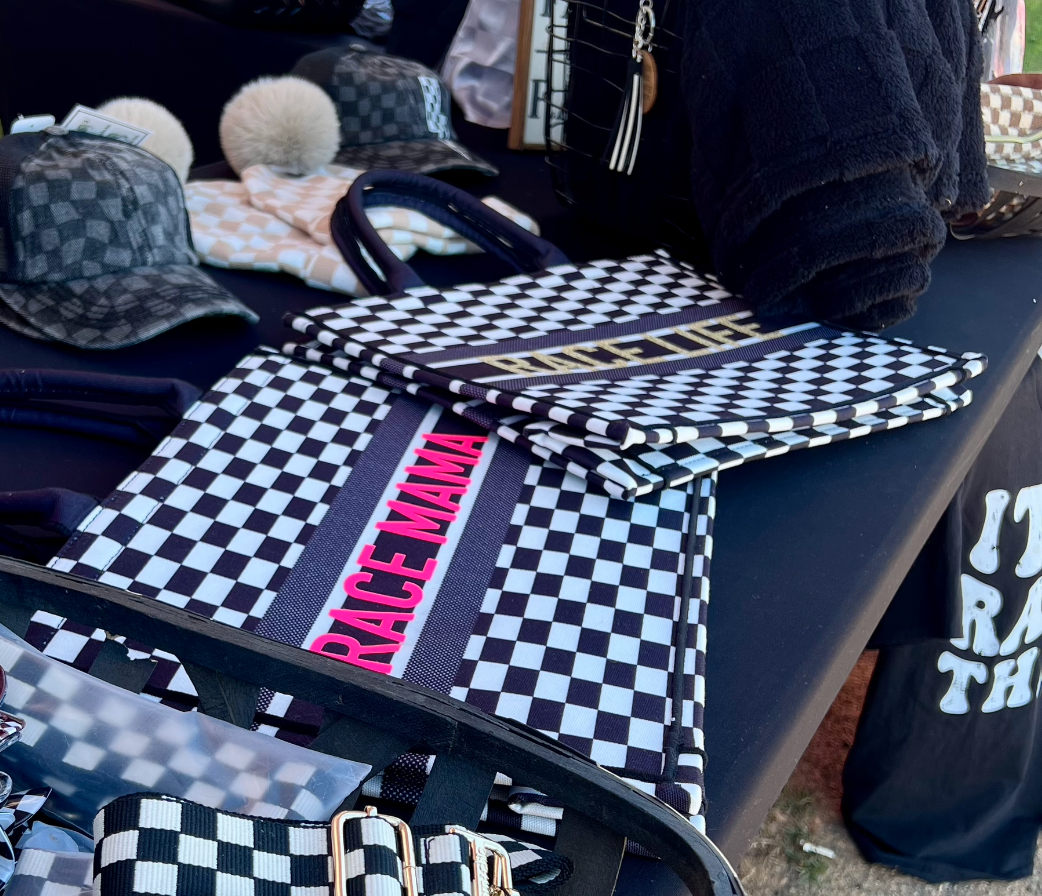 *Custom* Checkered Fabric tote patch bag