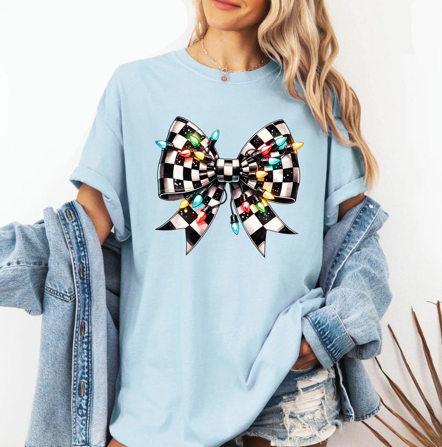 In The Spirit Checkered Bow T-Shirt