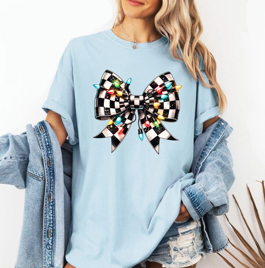 In The Spirit Checkered Bow T-Shirt