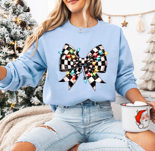 In The Spirit Checkered Bow Sweatshirt