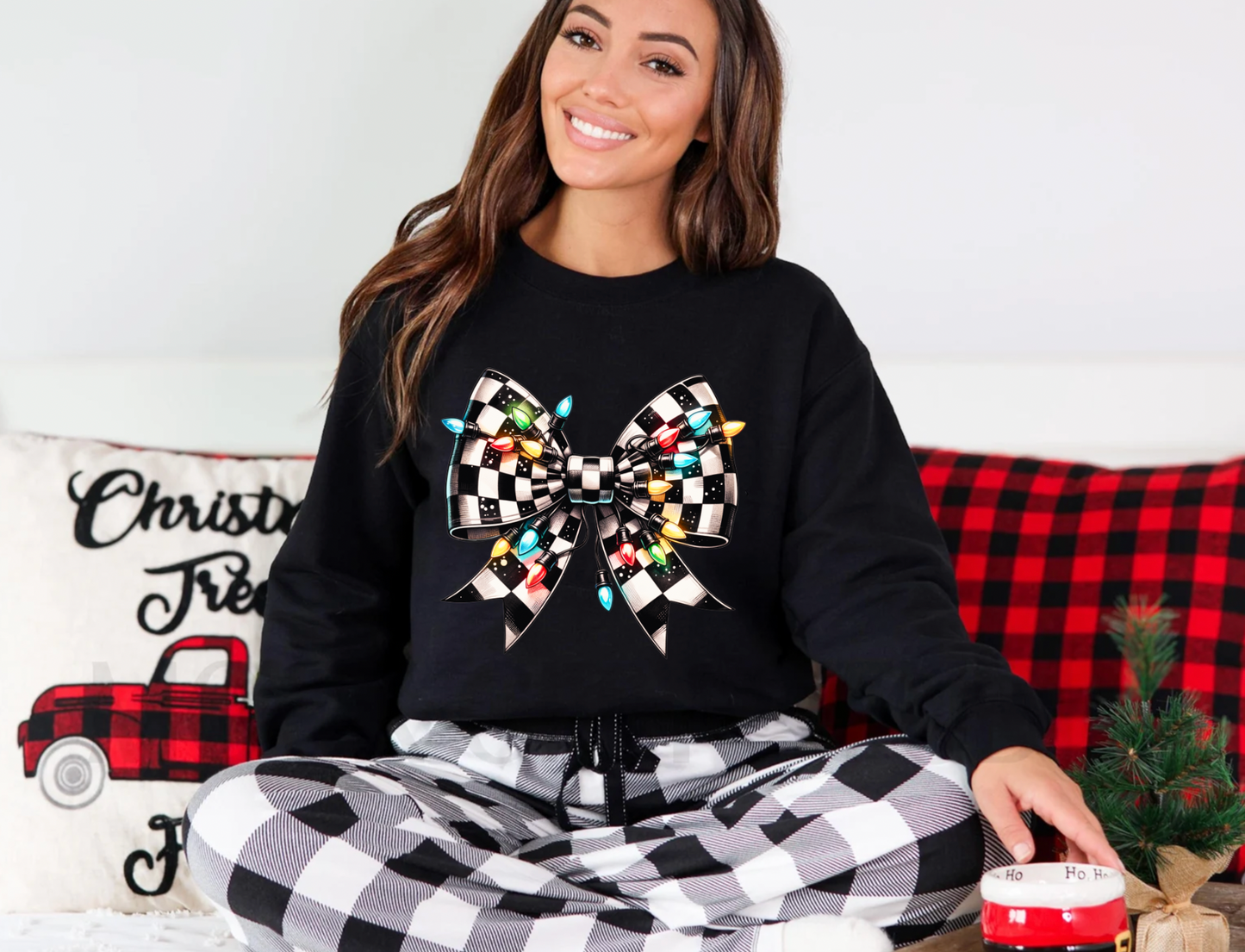 In The Spirit Checkered Bow Sweatshirt