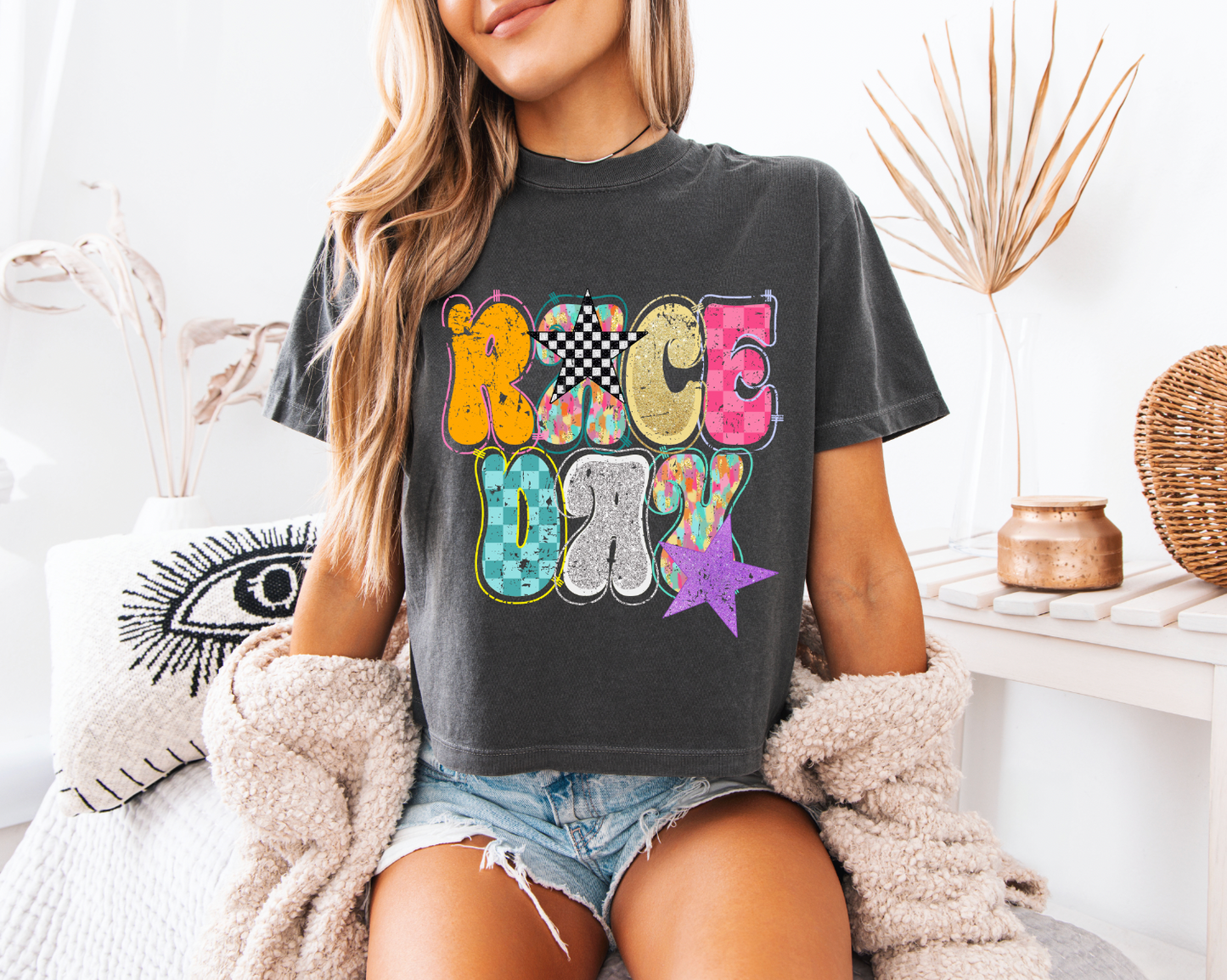 Trendy Race Day Cropped T-shirt