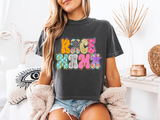 Trendy Race Mama Cropped T-shirt