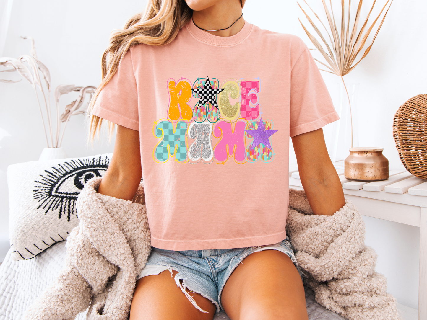 Trendy Race Mama Cropped T-shirt