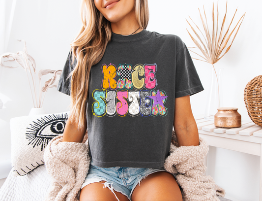 Trendy Race Sister Cropped T-shirt