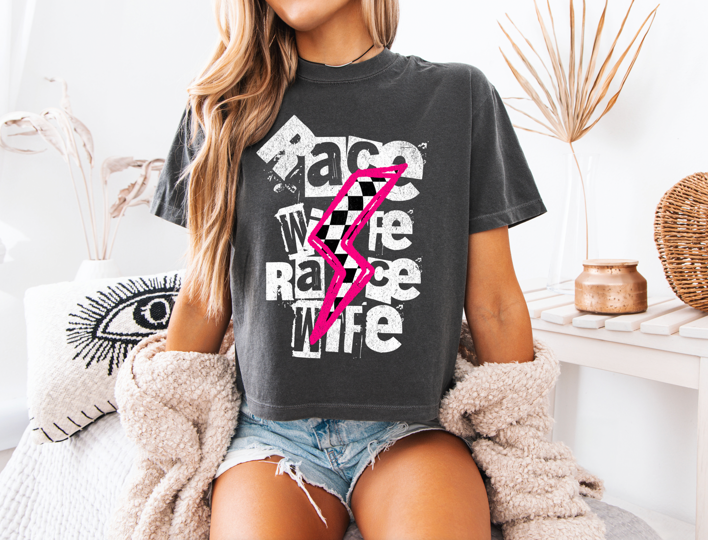 Race Wife Bolt Crop T-Shirt