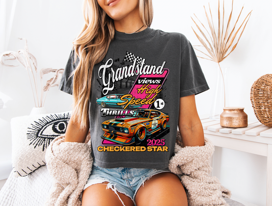 "Grandstand Views High speed Thrills" Crop T-Shirt