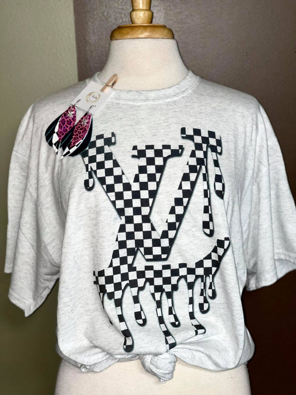 Checkered Star Boutique LV Drip T-Shirt Small