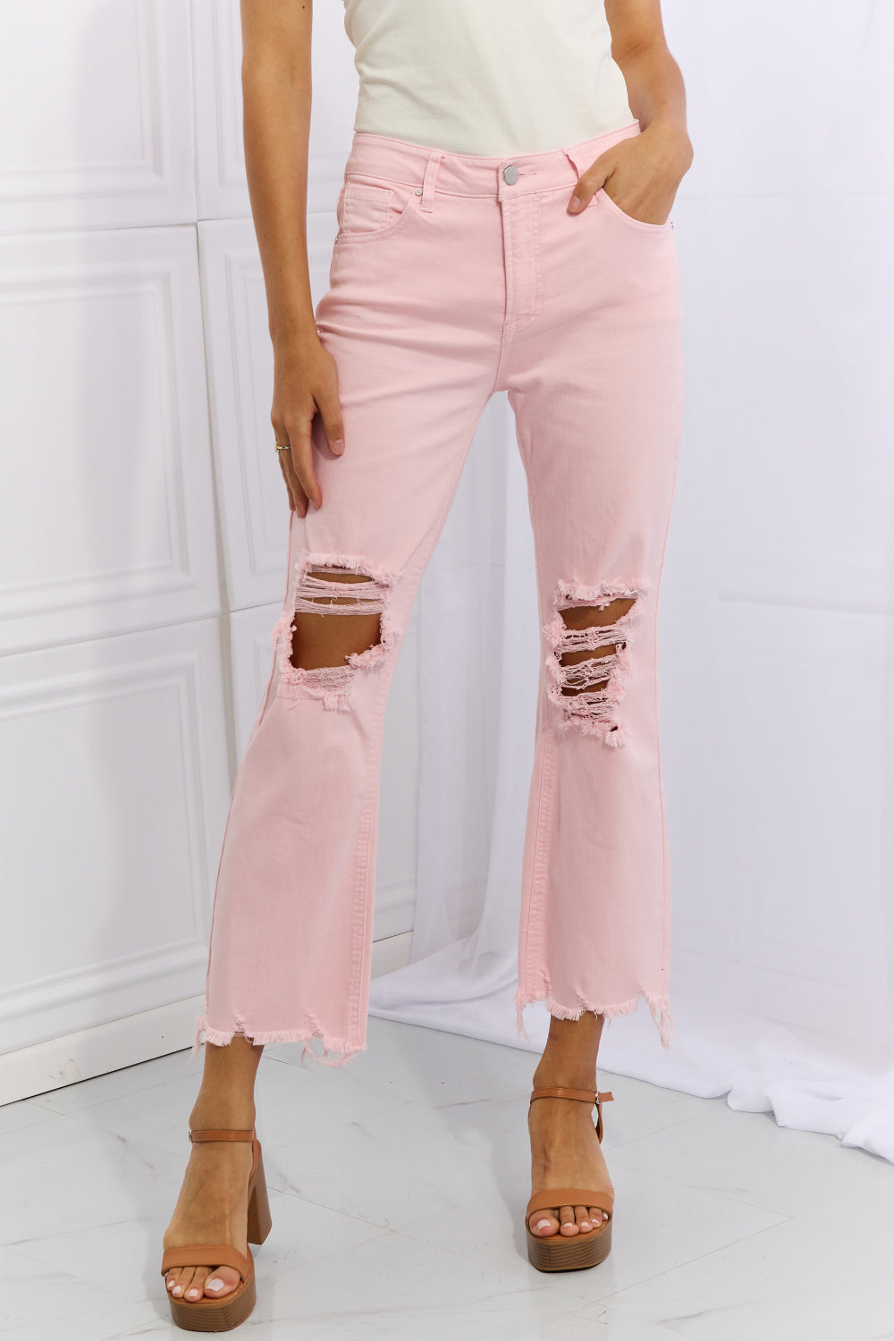 Margot Distressed Ankle Flare Jeans
