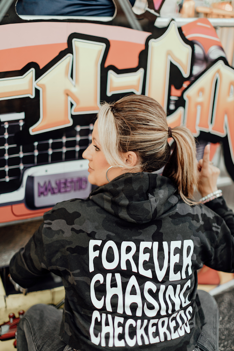 "Forever Chasing Checkereds" Camo Hoodie
