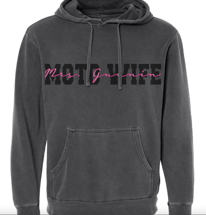 *PERSONALIZED* Pigment Dyed Moto Hoodie