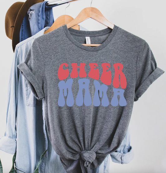"Cheer Mama" Red and Blue T-Shirt