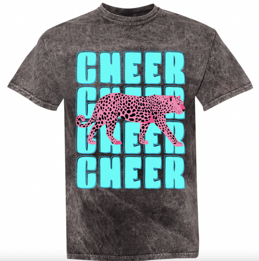 Cheer Leopard Acid Wash T-Shirt