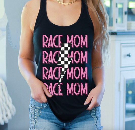 Race Mom Bolt Tank (pink)